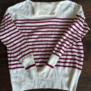 Autumn Cashmere red and white striped sweater